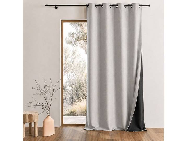 Rideau thermique phonique et semi occultant flanelle/polyester