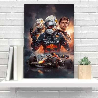 Uplifted Finds Formula Grand Prix Champion Verstappen Poster   Graffiti Canvas Portrait   Red Team Racer Wall Art For Club & Home 50 X 70 Cm No Frame