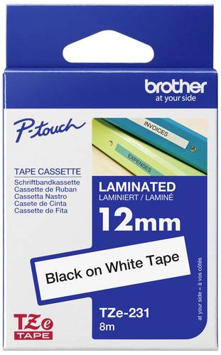 Brother 10er Set TZe TZe-231 Bandfarbe: Weiß Schriftfarbe:Schwarz 12mm 8m