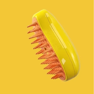 Inspire Picks Cute Pink Silicone Pet Steam Massage Brush Floating Hair Bath And Grooming Comb yellow