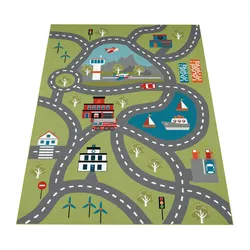 KINDERTEPPICH Waschbar, mit Struktur, Grün, 100 x 200 cm