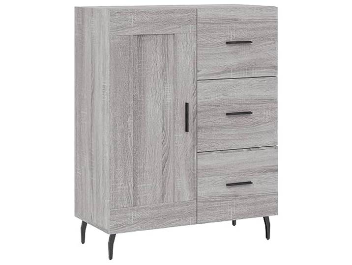 Mhdvray Sideboard Grau Sonoma 69,5x34x90 cm Kommode mit Schubladen Vielseitiger Mehrzweckschrank mit 3 Schubladen und Metallbeinen für Flur, Wohnzimmer und Essbereich.