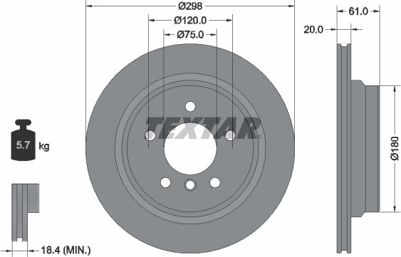 Textar Bremsscheibe Pro 92075103 298mm 20mm Für Bmw