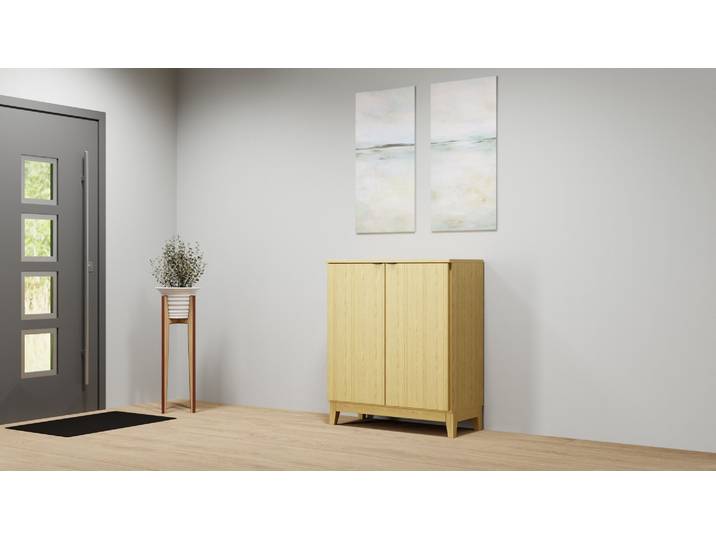 Kompaktes Highboard mit Türen Eiche Natur geölt