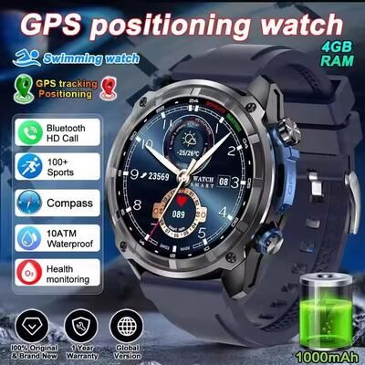 Inspire Essentials Tactical GPS Smartwatch With Offline Maps And MP3 Player blue