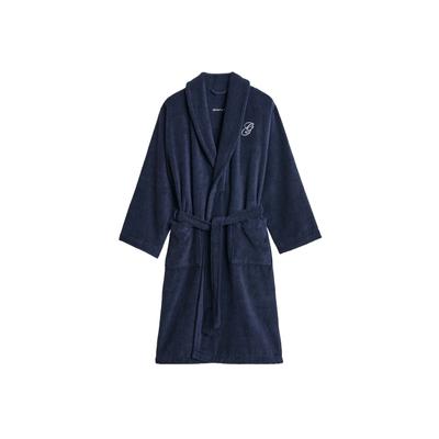 Bademantel GANT "Bademantel EMBROIDERY ROBE 1er Pack" Gr. XXL, blau (dunkelblau), XXL, Obermaterial: 100% Baumwolle CO., Hausmäntel, Bademantel
