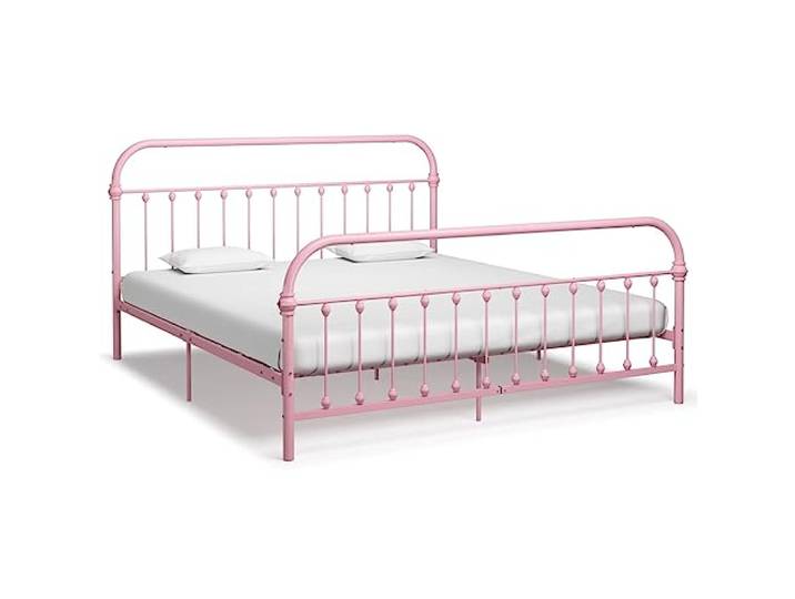 YNGBHFNOP Metallbettrahmen elegant Klassisch 180x200 cm Rosa Bettgestell Rosa Metall 180x200 cm Stabiler Bettrahmen mit Lattenrost Ohne Matratze Schlafzimmer Möbel