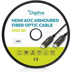 Digitus HDMI AOC Hybrid Glasfaserkabel, UHD 8K, 60 m (60 m), Videokabel, Schwarz