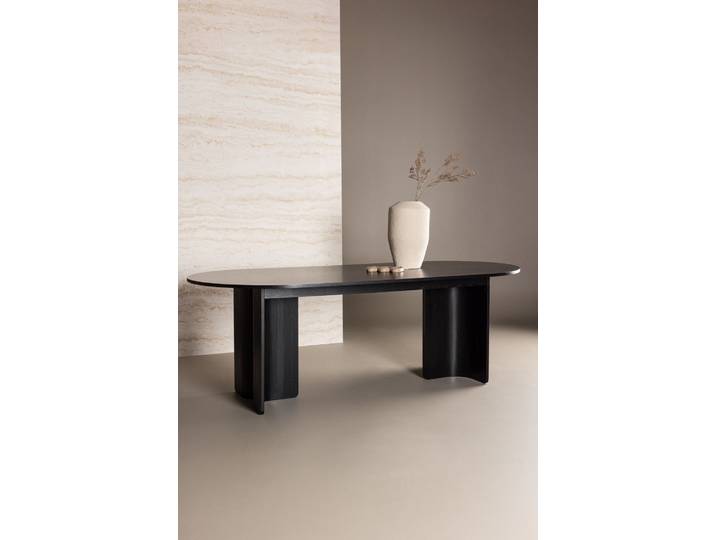 Esstisch VENTURE HOME Tyresö, ovaler Esstisch in elegantem Schwarz, 220 × 100 cm , schwarz, schwarz, B:100cm H:75cm T:100cm, Tische, Esstisch, Esszimmertisch, MDF, hell, pflegeleicht
