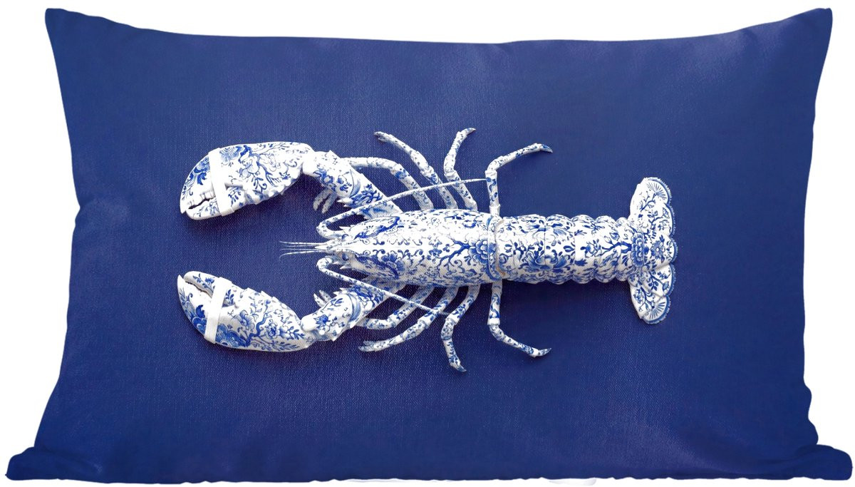 PillowMonkey Sierkussen Delfts Blauw Kreeft B/D/H: 50 x 30 cm