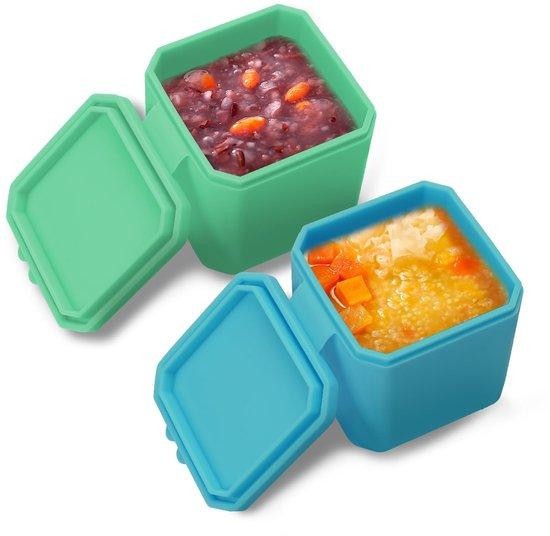 Lekvrije groene siliconen snackdoos met deksel voor saladedressing