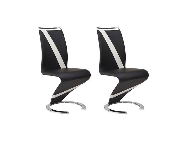 Lot de 2 chaises - VENTE-UNIQUE - TWIZY - Simili noir & blanc - Design contemporain