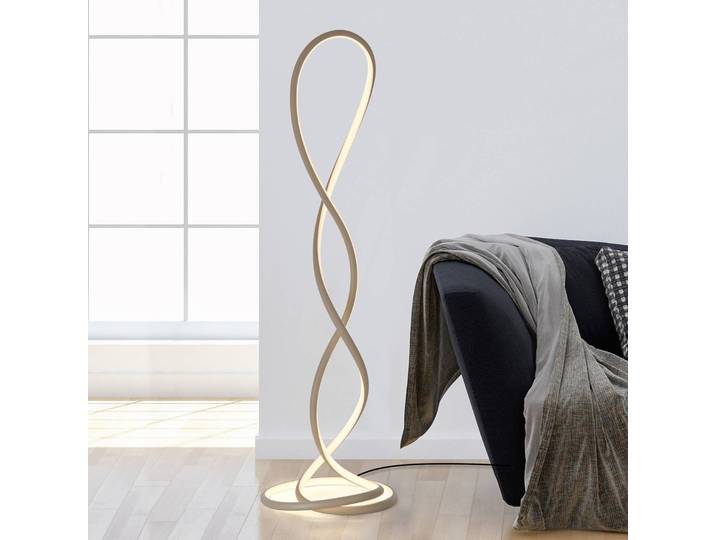Paul Neuhaus LED Stehlampe Twist, dimmbar, creme / amber, für Wohn- / Esszimmer, Aluminium, Modern