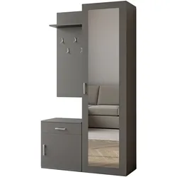 GARDEROBENSCHRANK Magnola Grau 100/180,5/35 cm – Modern, mit Spiegel und viel Stauraum