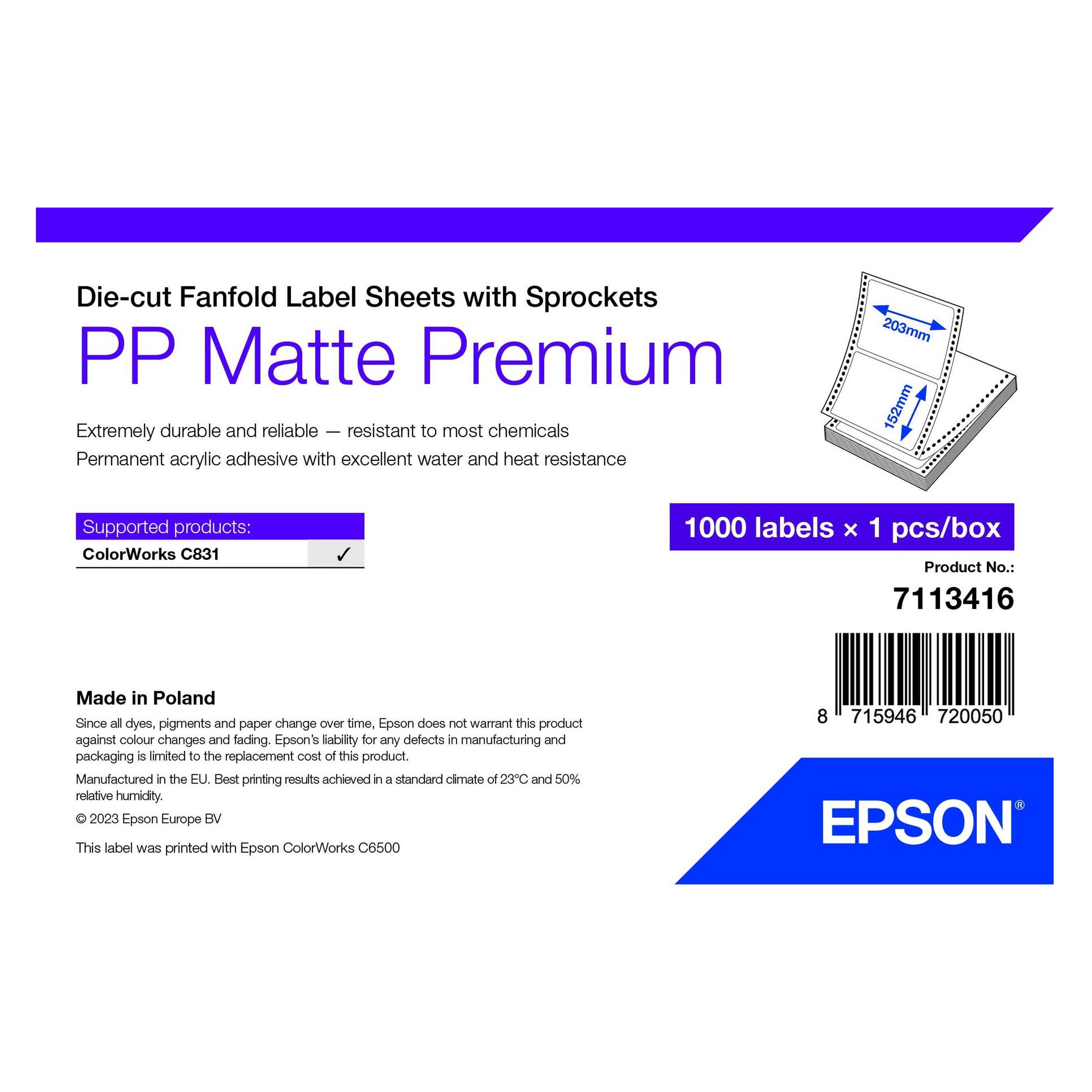 Epson Pp Matte Label Prem Die-Cut (203 mm) (7113416)