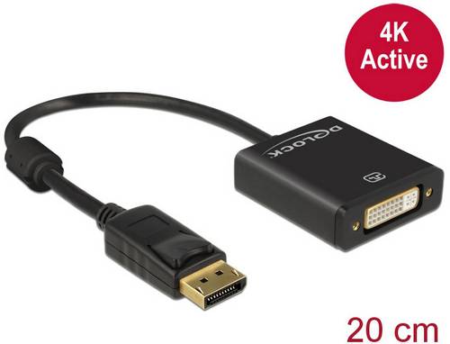 Delock DisplayPort / DVI Adapterkabel DisplayPort Stecker, DVI-I 24+5pol. Buchse 0.20m Schwarz 62599 vergoldete Steckkontakte