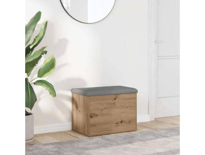 VIHHQGC Sitzbank mit Stauraum Artisan-Eiche 62x42x45 cm Holzwerkstoff Gepolstertes Sitzkissen, stabile Scharniere, max. 110 kg belastbar, vielseitig einsetzbar