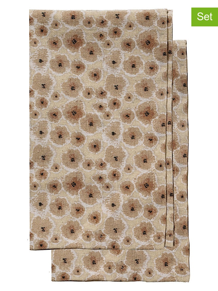 Sagaform 2er-Set: Geschirrtücher ''Edith'' in Beige - (L)70 x (B)50 cm - onesize