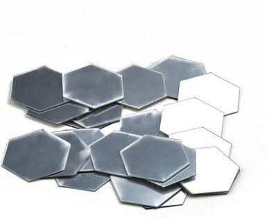 Uplift Essentials Hexagonal Mosaic Mirror Set High Definition Geometric Reflective Sculpture silver