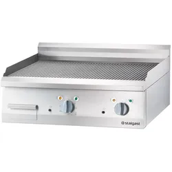Stalgast Edelstahl Elektro-Griddleplatte als Tischgerät, 800x700 mm, gerillte Grillfläche, Serie 700 ND