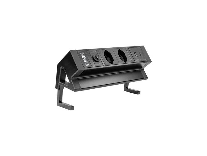 Steffen Tischsteckdosenleiste Alu Desk 50 00084 2 Steckplätze T13