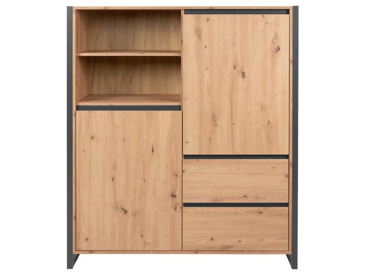 Mid.you Highboard, Anthrazit, Eiche, 3 Fächer, 2 Schublade(n) Schubladen, 120x140x40 cm, Wohnzimmer, Kommoden & Sideboards, Highboards