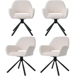 STILVORA Drehstuhl 4er Set Esszimmerstühle mit Armlehnen Weiß 80x60x60 cm drehbar Sherpa Bezug Metallgestell modern komfortabel