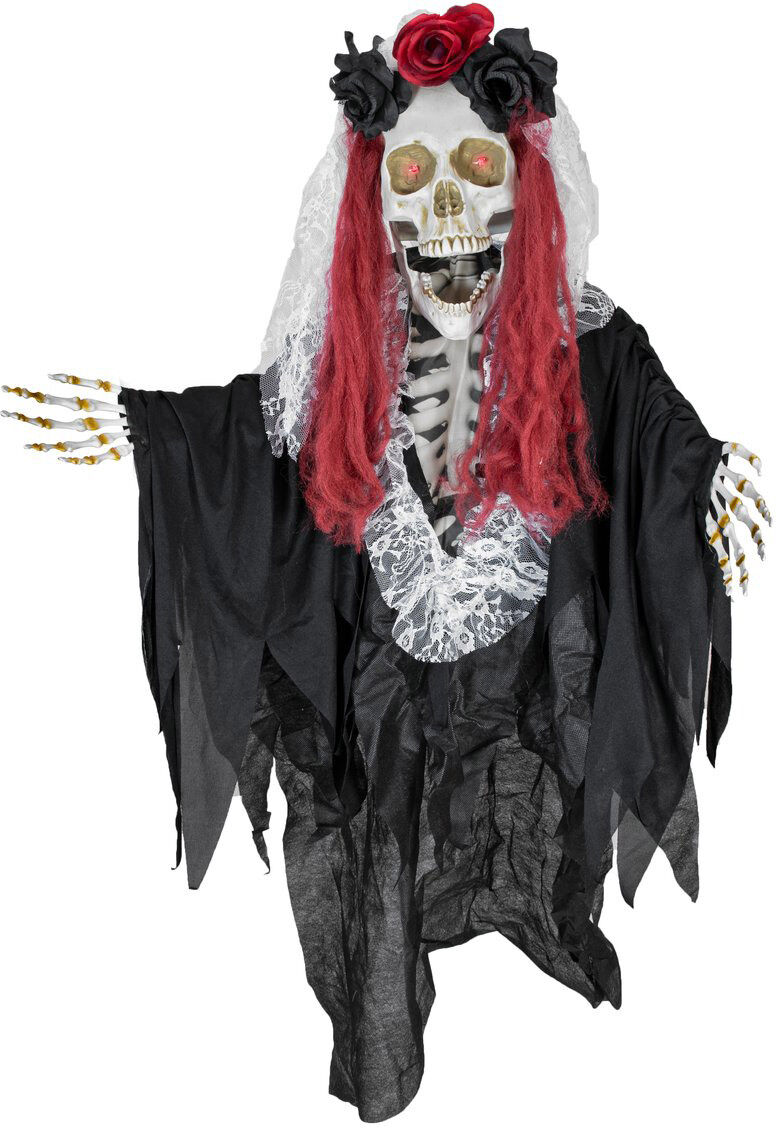 Europalms Halloween Figur Skelett La Catrina, Animiert, 100cm