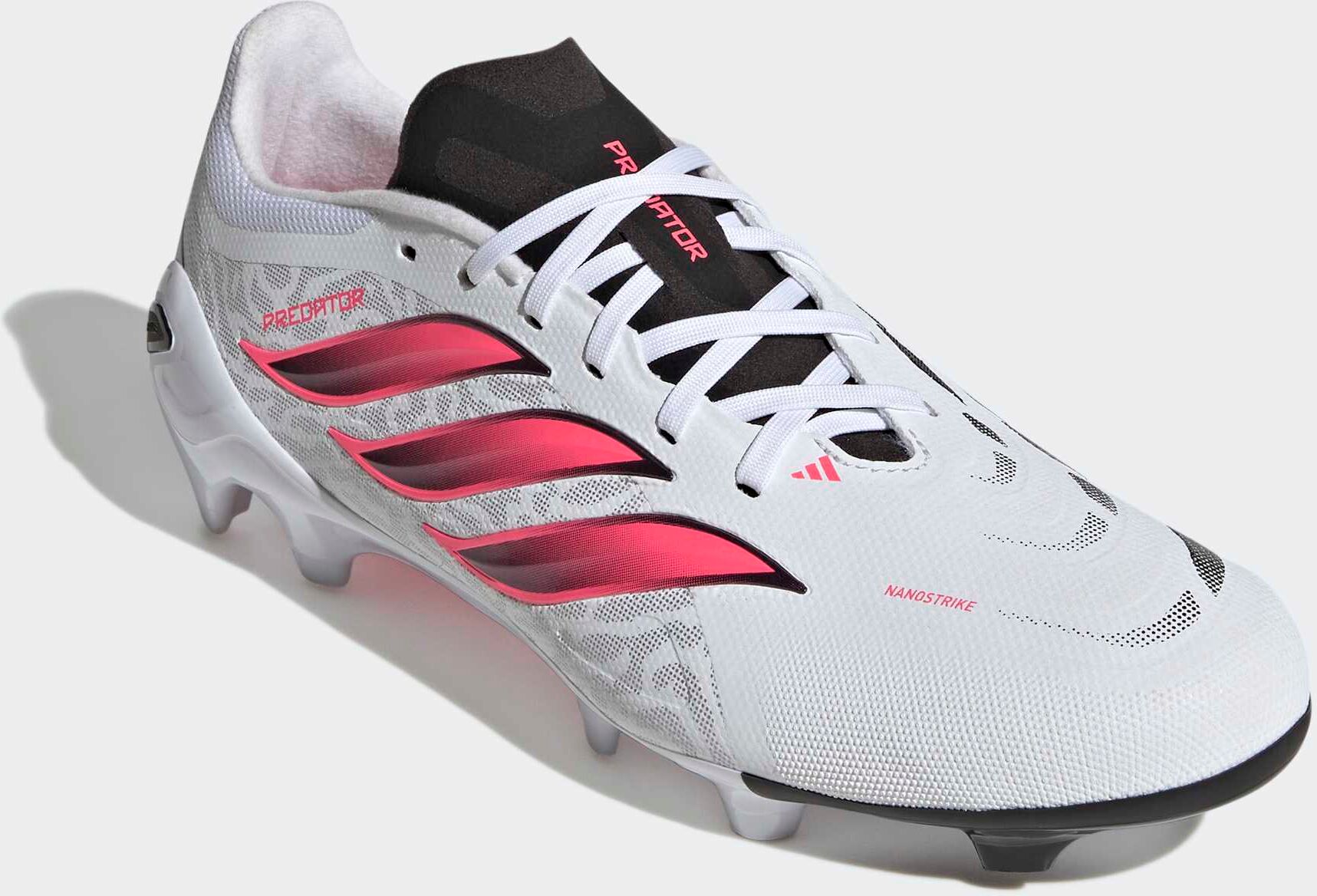 Fußballschuh ADIDAS PERFORMANCE "PREDATOR LEAGUE, NATURRASEN", Gr. 44, pink (cloud weiß, solar turbo, core schwarz), Synthetik, Textil, Schuhe Fußballschuh, Außensohle für Rasen und feste Böden