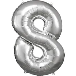 AMSC BALLON 8 SI - AMSCAN Folienballon Zahl 8 silber
