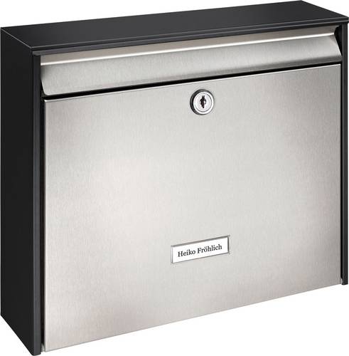 Burg Wächter Oxford 6877 B+S Briefkasten Edelstahl, Stahl Schwarz, Edelstahl