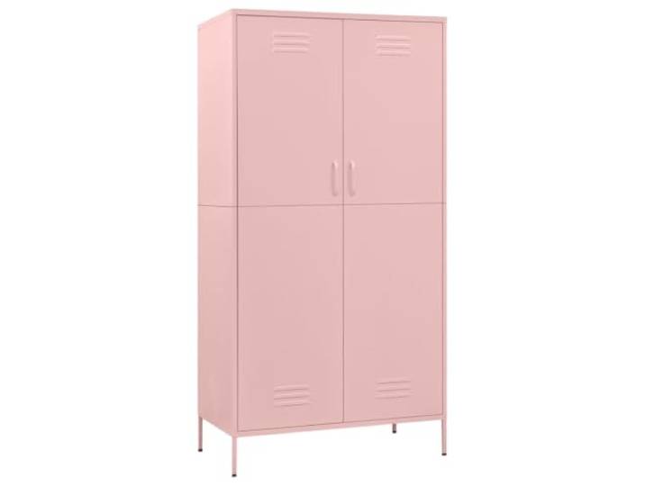 HNSMFPRE Schrank, Rosa, 90 x 50 x 180 cm, aus Stahl, mit 4 verstellbaren Kleiderschrank, großes Fach, Aufbewahrung von gefalteten Kleidung, Pullovern, Jeans, Hüten, Handtaschen