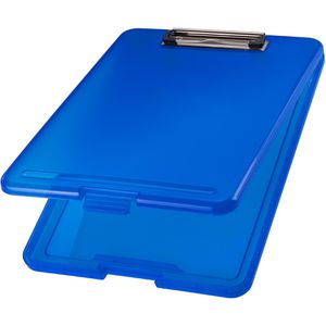 Helit Klemmbrett H2532030 the clip, A4, Kunststoff, m. Aufbewahrungsfach, blau transluzent