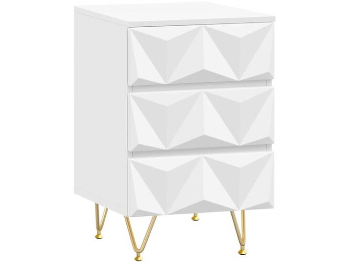 Chevet EUGAD 3 Tiroirs à Effet 3D Table de Nuit Moderne MDF et Métal Blanc+Doré E0EG0059