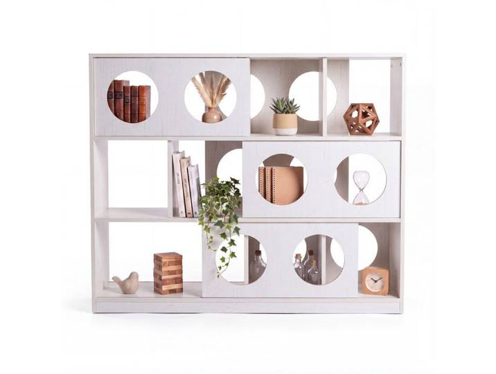 Koioplie Étagère horizontale blanche à 3 niveaux – Bibliothèque basse et large style cubby pour salon ou chambre d'enfant