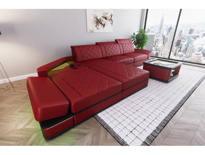 Ecksofa Perugia L-Form aus Leder