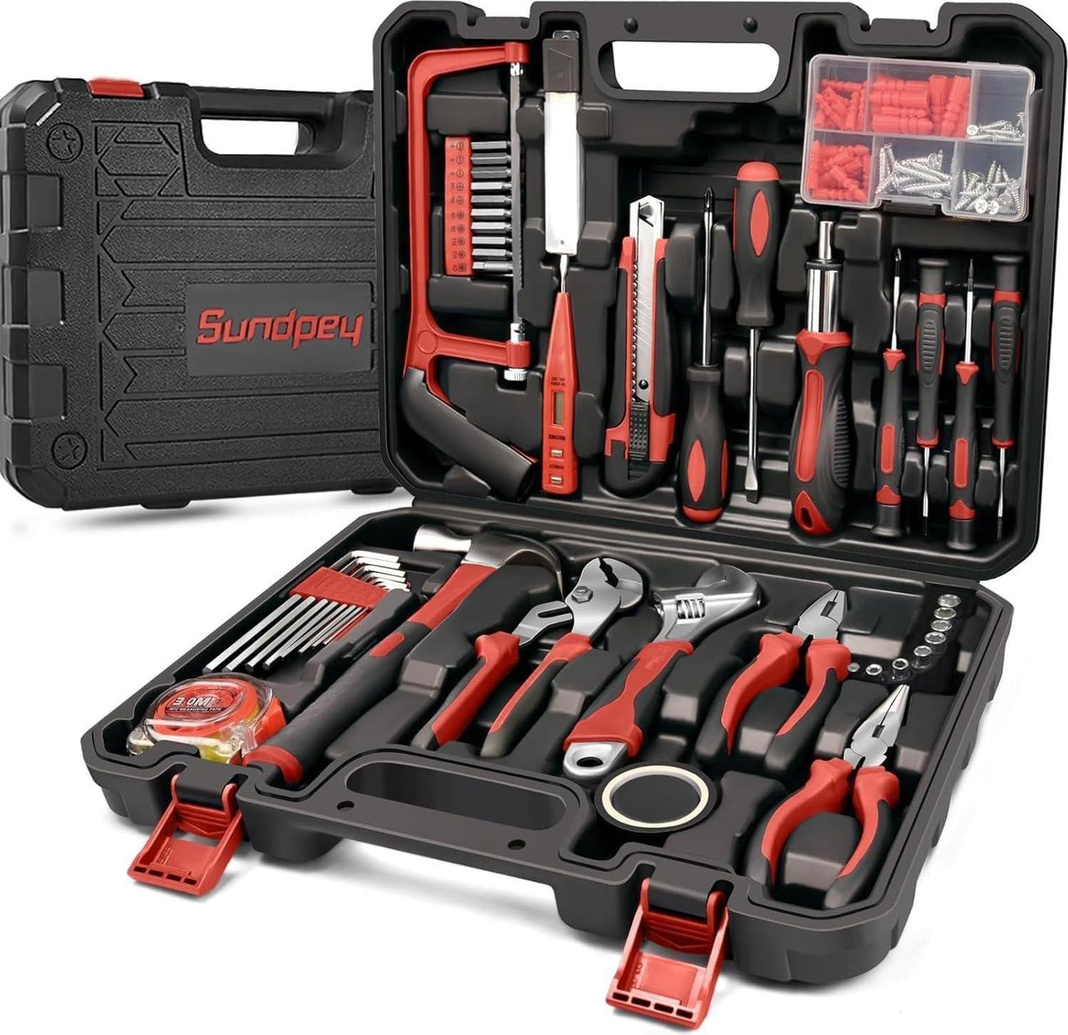 Sundpey Gereedschapskoffer, 148-delige professionele gereedschapset, Rood