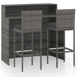 Helloshop26 - 3-teiliges Gartenbar-Set mit Kissen grau 02_0013455