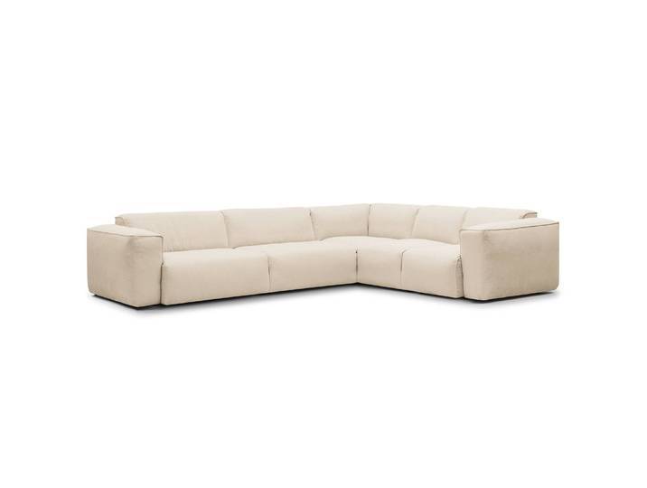 Canapé d’angle avec angle arrondi Beige Tissu Saia 325 x 71 x 260cm Angle à droite vu de face Moderne