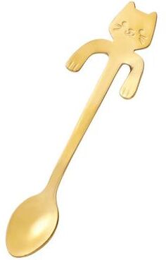 Uplifted Finds Mini Cute Cat Coffee Spoon Stainless Steel Teaspoon Dessert Snack Scoop gold