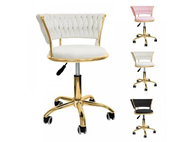 Chaise de Bureau Chaise Ergonomique Fauteuil de Bureau en Velours Siège Roulante Pivotante à Dossier Bas Réglable Beige
