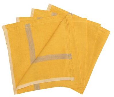 Couleur Nature Caravan Laundered Linen Napkins - Set of 4 - Mustard/Grey