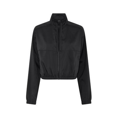 Windbreaker "Girlfriend Collective Miller Zip Up Track Jacket", Damen, Gr. XS, schwarz, 100% Polyester, GIRLFRIEND COLLECTIVE, unifarben, slim fit, amerikanischer Ausschnitt, Jacken Windbreaker