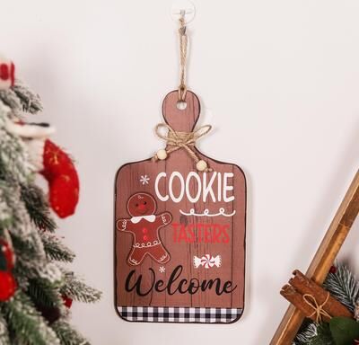 Inspired Deals Gingerbread Man Wooden Christmas Sign Welcome Door Hanging Decor For Home & Holiday Parties brown