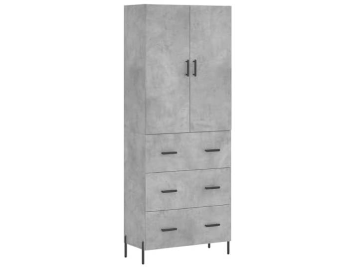 Highboard Betongrau 69,5x34x180 cm Holzwerkstoff Stauraumschrank Stabile Metallfüße, glatte Oberfläche, feuchtigkeitsbeständig, vielseitig nutzbar, platzsparend