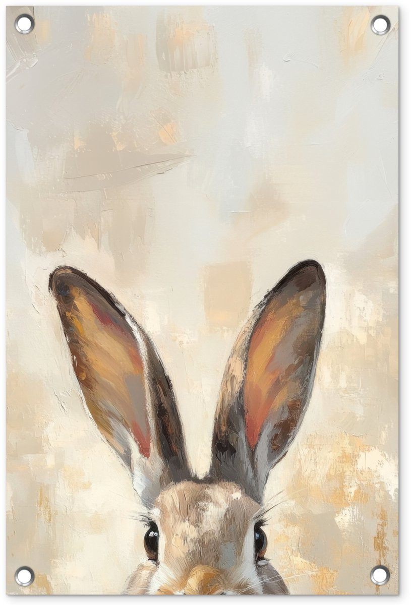 Tuinposter met Haas Decoratie - Bruin - 40 x 60 cm