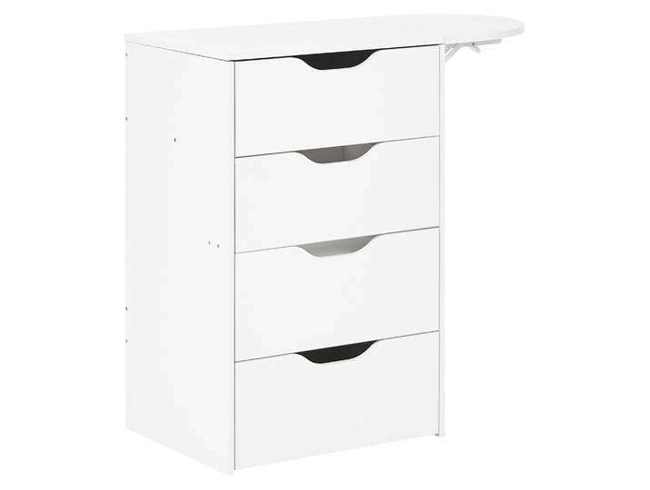 BELIANI Schminktisch Weiß MDF-Platte mit Hocker 2 Schubladen 2 Staufächer Rechteckiger Spiegel Kompaktes Skandi Design Frisiertisch Make-Up Tisch