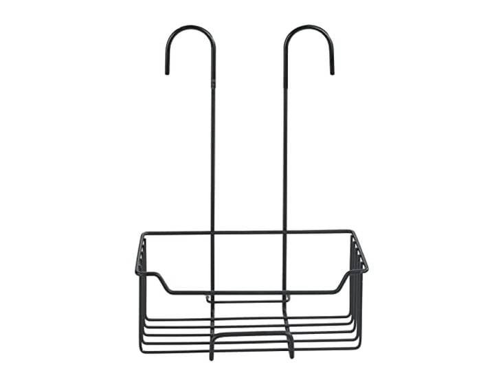 WENKO Etagère de douche Milo\, Panier Douche à Suspendre\, suspension sans perçage\, Acier Inoxydable\, P14xL25xH36\, Noir