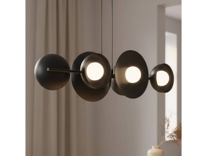 Suspension Volum 100 x 140 x 23cm Noir/Noir Verre opale, acier G9