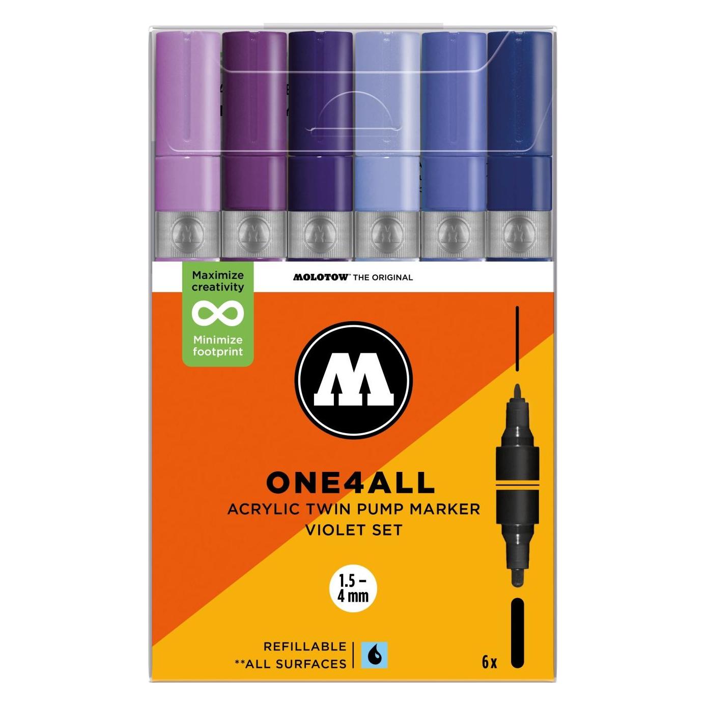 Molotow Acrylmarker One4All Acrylic Twin Violet Set (6x) (MO200853)
